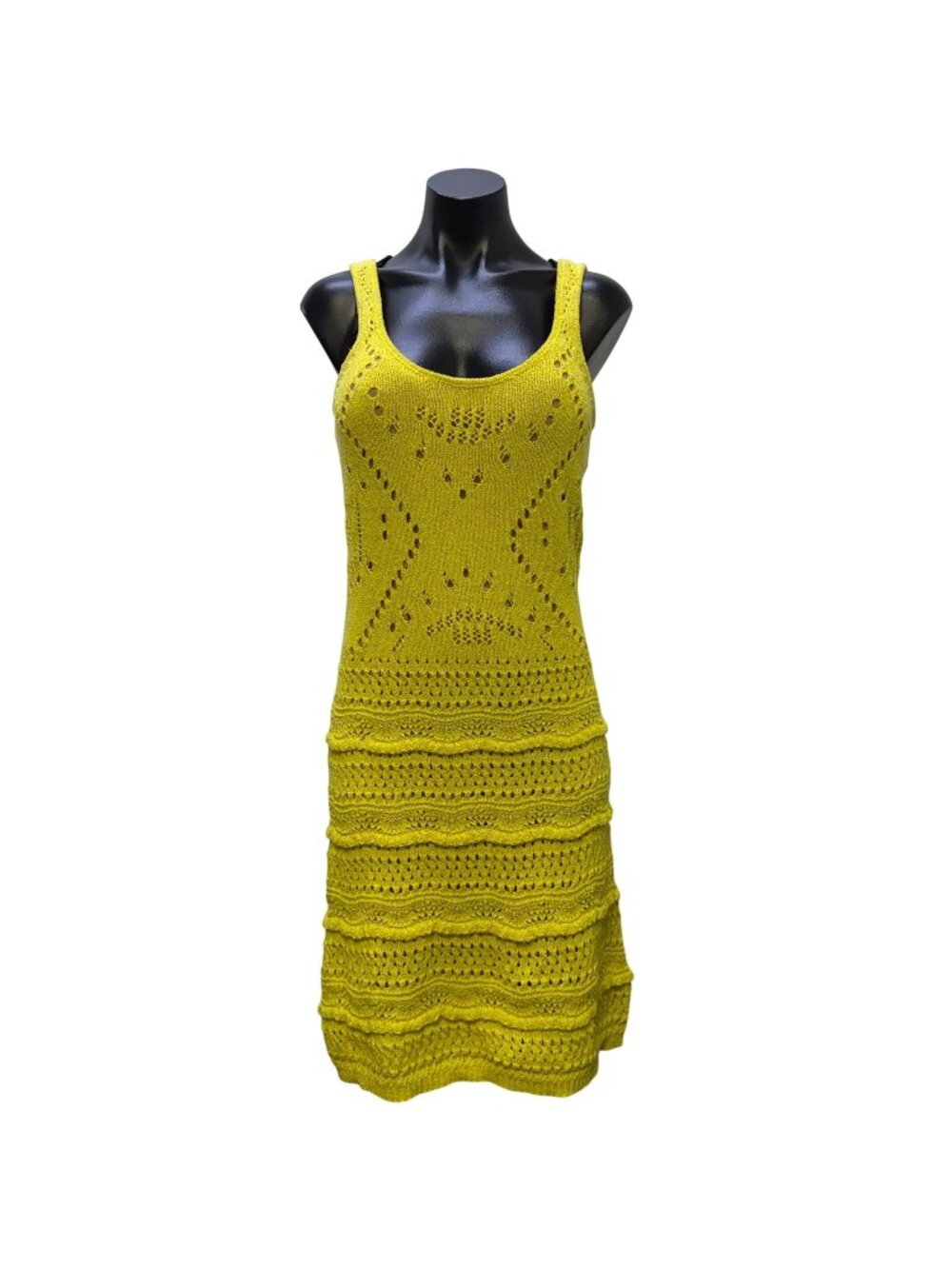House Of Harlow Yellow Crochet Sleeveless Dress M